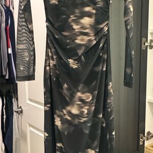 Dynamite Black and Cream Floral Long Sleeve Dress